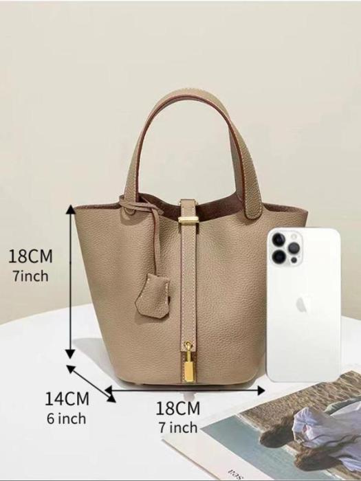 Leather Bucket Bag - Image 9